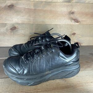 Hoka one valor Womens size 9.5 shoes black leather walking running sneakers